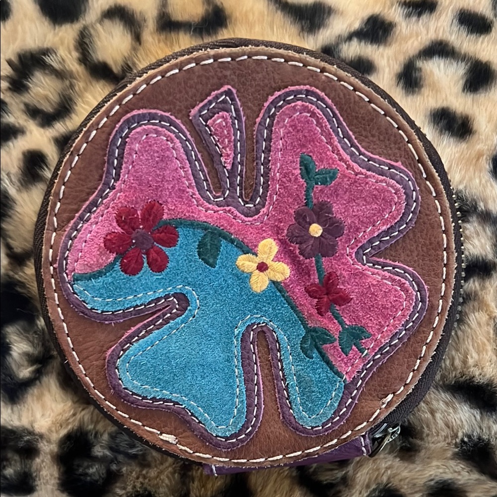 Lucky Brand Lucky Four Leaf Embroidered Round Pouch